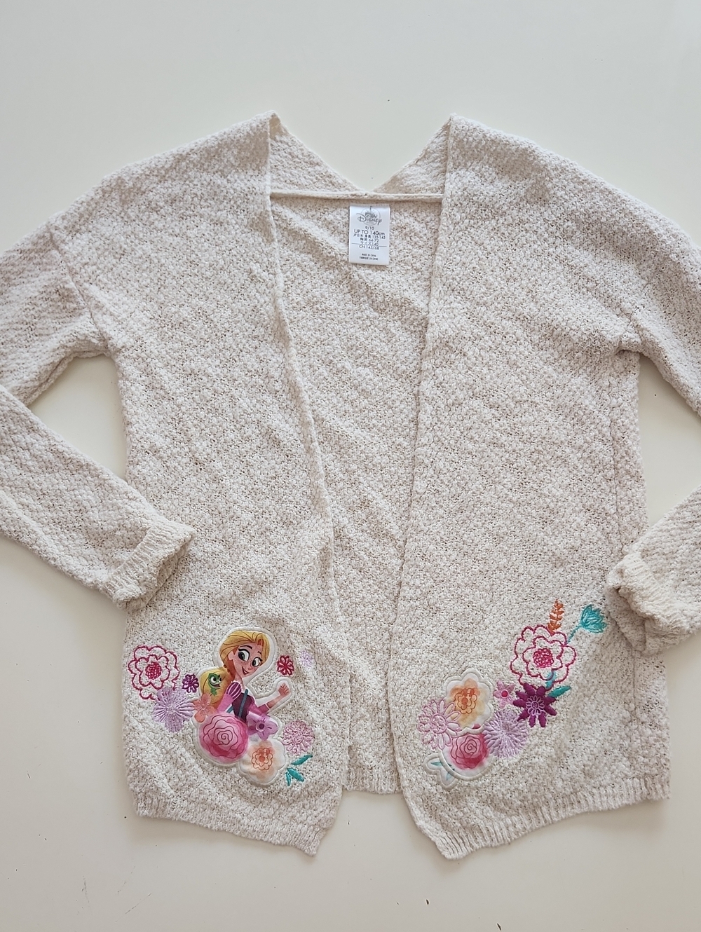Disney Tangled Cream Knit Sweater Cardigan 9 10